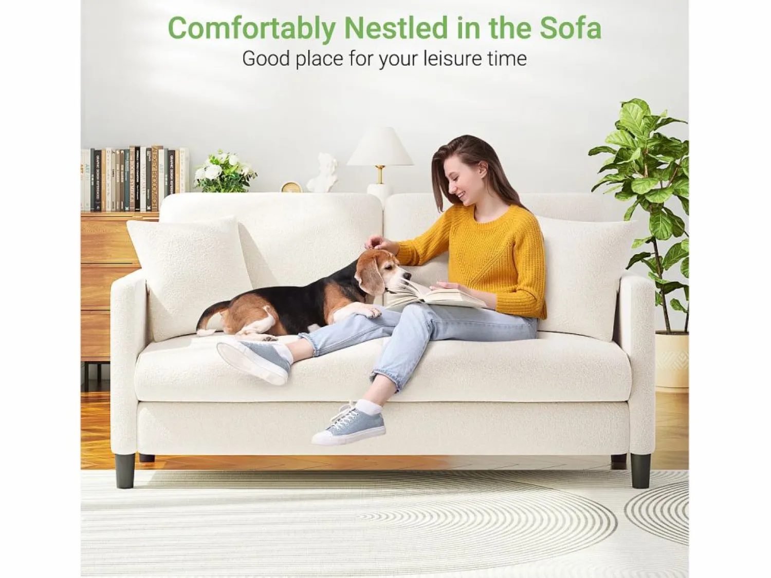 Discount 2/3 asientos en terciopelo de Teddy, sofá de comodidad correcta en madera maciza, loveseat con reposabrazos, 165x78x89cm, Sofá Escandinavo