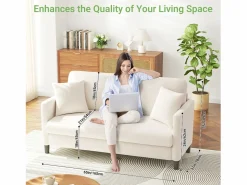 Discount 2/3 asientos en terciopelo de Teddy, sofá de comodidad correcta en madera maciza, loveseat con reposabrazos, 165x78x89cm, Sofá Escandinavo