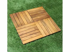 39 Baldosas de Madera Acacia con Base Plástica Duradera Cuadradas Baldosas de Madera Azulejos Suelo para Patio Balcón Terraza Cobertura 3.5m² Fácil Instalación
