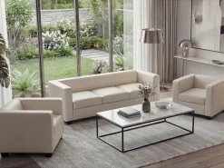 New 3-1-1 Conjunto de sofás Lille (3 piezas), Cuero Conjunto Sofá Y Sillón