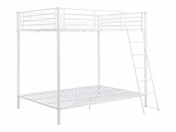 Outlet Vente-unique 2 literas de metal de 140 x 190 cm + colchón - GEMINI Blanco