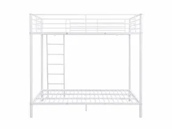 Outlet Vente-unique 2 literas de metal de 140 x 190 cm + colchón - GEMINI Blanco