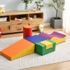 Best 6 piezas de bloques de construcción gigantes blandos para patio de juegos, módulos para correr y trepar, PU - Naranja Tobogán