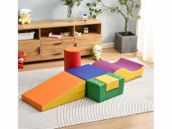 Best 6 piezas de bloques de construcción gigantes blandos para patio de juegos, módulos para correr y trepar, PU - Naranja Tobogán