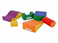 Best 6 piezas de bloques de construcción gigantes blandos para patio de juegos, módulos para correr y trepar, PU - Naranja Tobogán
