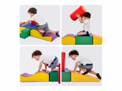 Best 6 piezas de bloques de construcción gigantes blandos para patio de juegos, módulos para correr y trepar, PU - Naranja Tobogán