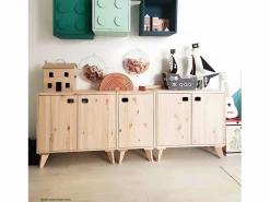 Online Calicosy 1 puerta 2 estantes Armario de pino dinámico Beige