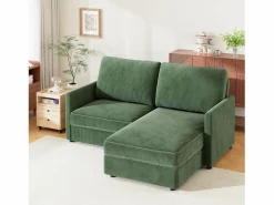 New 2 -Seater Corner Sofa - ángulo reversible derecho / izquierda - 180x140x86cm - en tela de terciopelo acanalado - carga máxima de 300 kg - Todos Los Sofás|Sofá - 2 Plazas