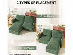 New 2 -Seater Corner Sofa - ángulo reversible derecho / izquierda - 180x140x86cm - en tela de terciopelo acanalado - carga máxima de 300 kg - Todos Los Sofás|Sofá - 2 Plazas