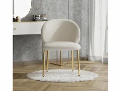 Sale ModernLuxe 1 Silla en tela chenille - patas de metal dorado - silla de tocador - silla de comedor - Beige