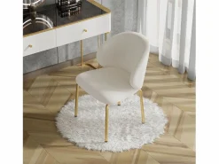 Sale ModernLuxe 1 Silla en tela chenille - patas de metal dorado - silla de tocador - silla de comedor - Beige