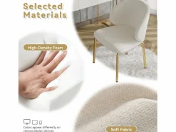 Sale ModernLuxe 1 Silla en tela chenille - patas de metal dorado - silla de tocador - silla de comedor - Beige