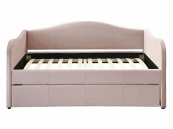 Vente-unique 2 sofás cama nido de 90 x 190 cm en terciopelo + colchón MATHILDE Rosa