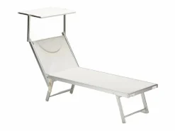 Discount Beach & Garden 4 Tumbonas plegables de aluminio con parasol para playa - Santorini Stock - Blanco