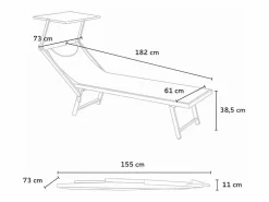 Beach & Garden 4 Tumbonas plegables de aluminio con parasol para playa - Santorini Stock -