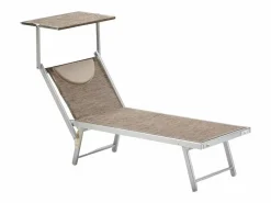 Online Beach & Garden 2 Tumbonas plegables de aluminio con parasol para playa - Santorini Limited Edition Stock - Nature - Santorini Gris