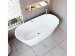 Sale Bañera acrílica exenta ovalada,1700x800x580mm,color ,incluye manguera + desagüe Bañera Exenta