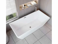 Outlet Aica Bañera de acrílico rectangular exenta,1700x800x580mm,color ,incluye manguera + desagüe Blanco