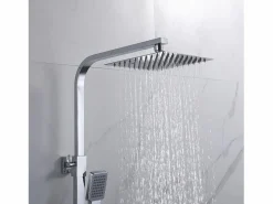 columna de ducha con termostato 38℃ cuadrada plata de acero inoxidable 80-120cm Columna De Ducha