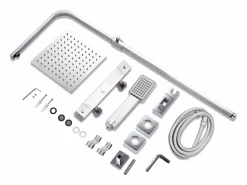 Aica columna de ducha termostática cuadrado rociador superior plata de baño barra ajustable