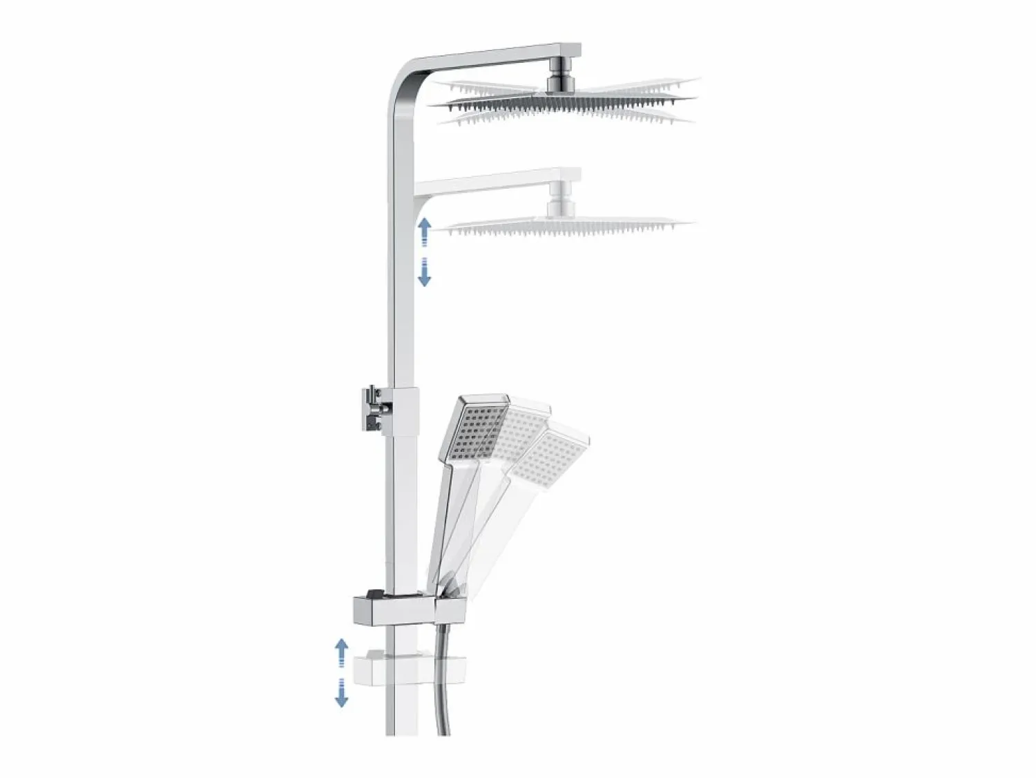 Clearance columna de ducha termostática cuadrada 764-1184mm para baño Columna De Ducha