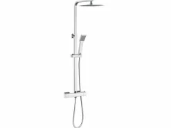 Best Columna de Ducha Termostática Cromo con Alcachofa Cuadrada + Rociador Superior Grande 20 cm x 20 cm Columna De Ducha