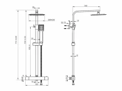 Sale columna de ducha termostática rociador grande cuadrado en cromo de acero inoxidable 80-120cm Columna De Ducha