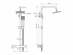 Outlet Aica columna de ducha termostática mate cuadrada 768-1200mm para baño Negro