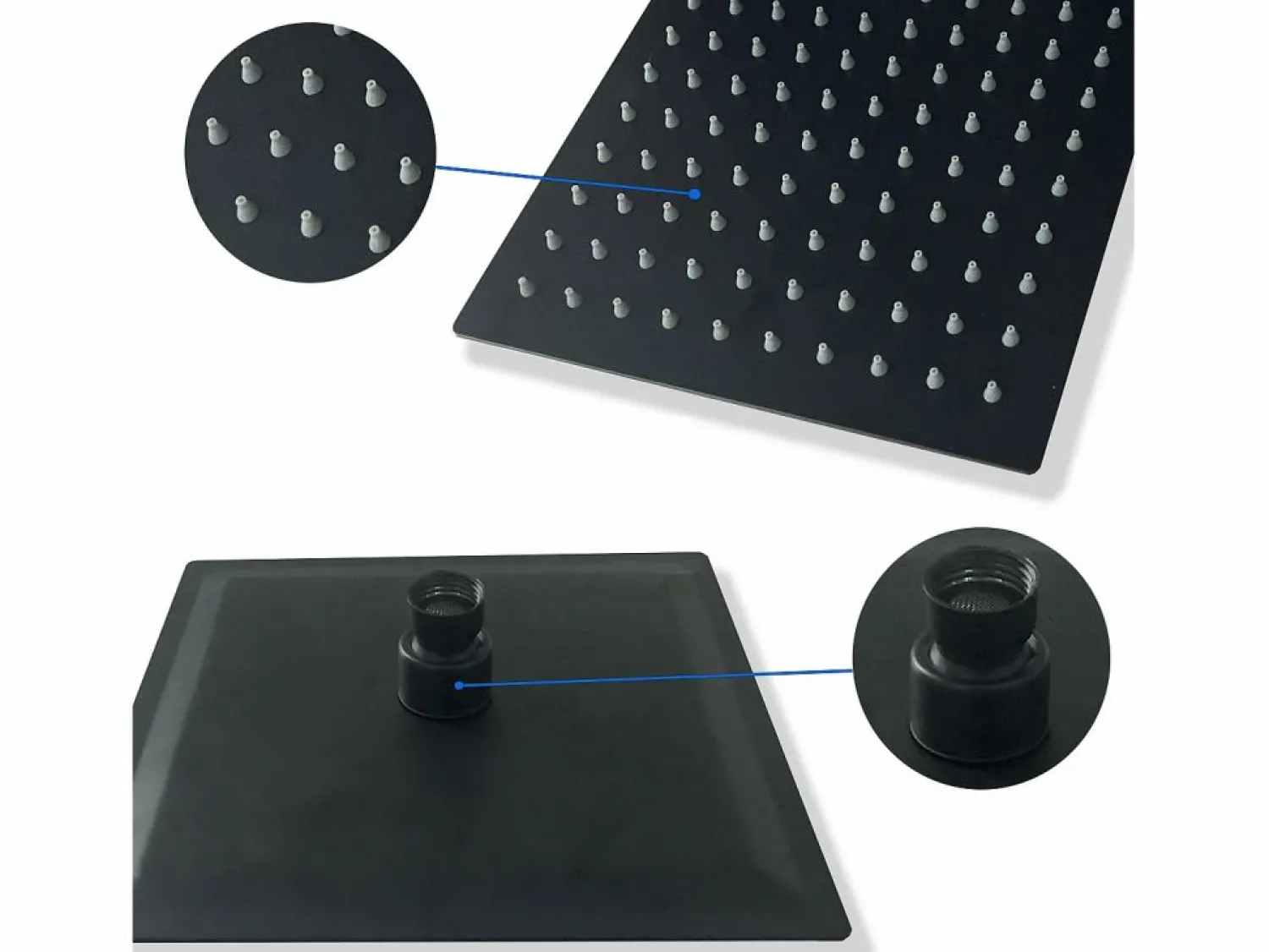 Columna de Ducha Termostática Negra Mate con Alcachofa Cuadrada, Rociador Superior y Barra Ajustable Columna De Ducha