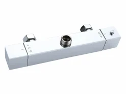 Aica Columna de Ducha Termostática Cromada| Alcachofa Cuadrada Grande | Barra Regulable 76-118 cm | Sistema de Ducha Superior Plateado
