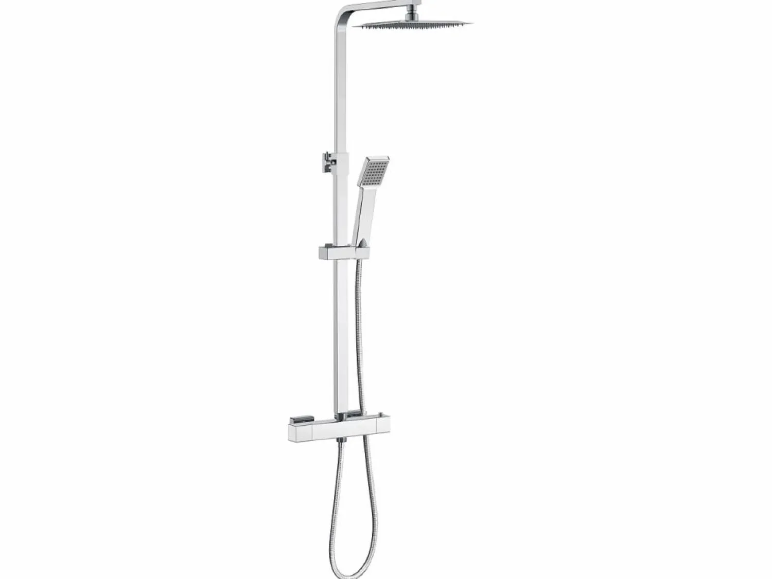 Aica Columna de Ducha Termostática Cromo con Alcachofa Cuadrada y Rociador Superior Grande 20 cm x 20 cm