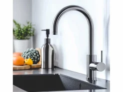 Aica columna de ducha termostático en mate y grifo de cocina con control de temperatura