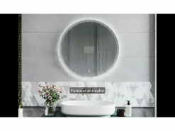 Discount AICA Espejo de baño con iluminación LED Espejo redondo,80 cm, antivaho, brillo ajustable, memoria de apagado Accesorios De Cuarto De Baño|Espejo De Cuarto De Baño