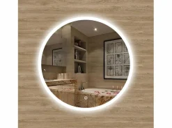 Discount AICA Espejo de baño con iluminación LED Espejo redondo,80 cm, antivaho, brillo ajustable, memoria de apagado Accesorios De Cuarto De Baño|Espejo De Cuarto De Baño