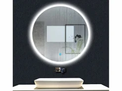 New AICA Espejo de baño con iluminación LED Espejo redondo,60 cm, luz 3 colores, antivaho, brillo ajustable, memoria de apagado Accesorios De Cuarto De Baño|Espejo De Cuarto De Baño