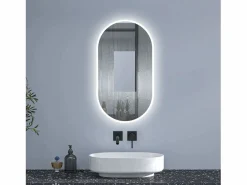 Clearance Espejo de baño LED 500 x 900 mm, ovalado, antivaho, luminosidad regulable Accesorios De Cuarto De Baño|Espejo De Cuarto De Baño