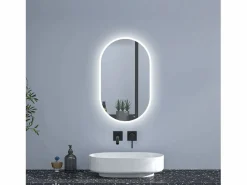Best Espejo de baño LED 450 x 750 mm, ovalado, antivaho, luminosidad regulable Espejo De Cuarto De Baño|Accesorios De Cuarto De Baño