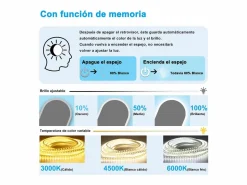 New Aica Espejo de baño LED 450 x 900 mm, ovalado, antivaho, luminosidad regulable Transparente
