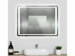 Clearance Aica Espejo de baño LED 80×60cm,antivaho,interruptor táctil Transparente