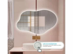 Hot AICA ESPEJO ESPEJO de BAÑO 80 x 55 cm Luz de 3 Colores+ Antivaho+ Brillo Ajustable+ Memoria de Agapada Accesorios De Cuarto De Baño|Espejo De Cuarto De Baño