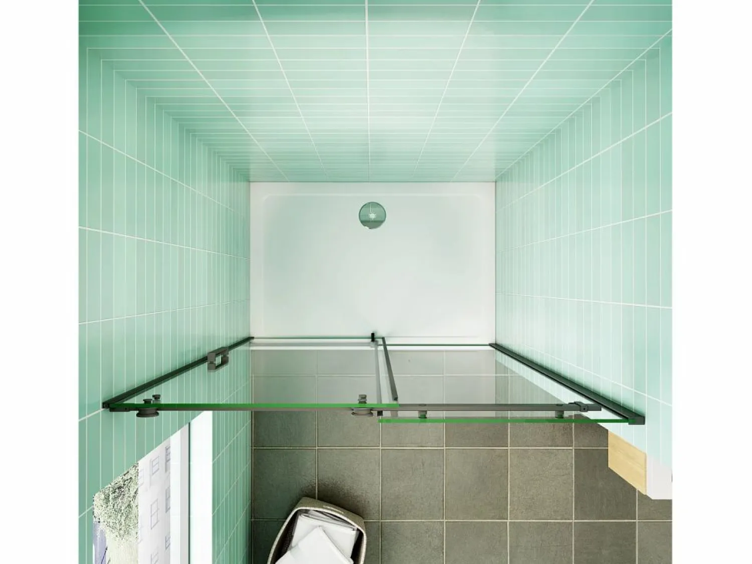 Clearance Aica Mampara de ducha corredera perfil negro mate vidrio 8mm antical (1360-1400)x2000mm Transparente