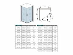 Sale Aica Mampara de ducha cuadrada abatible giratoria,perfil blanco,vidrio 5mm,700x700x1850mm Transparente