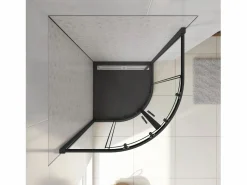 Aica Mampara de Ducha Curva Semicircular Corredera Perfil Negro Mate Vidrio Templado 5mm (780-800)x(780-800)x1850mm Transparente