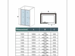 Clearance Aica Mampara de ducha frontal corredera vidrio templado 5mm ,(1560-1600)x1850mm Transparente