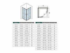 Sale Aica Mampara de ducha rectangular corredera,blanco,vidrio 5mm(780-800)x(1180-1200)x1850mm Transparente