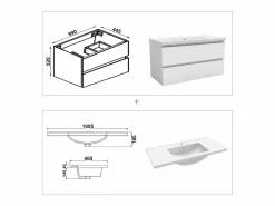 New Mueble de baño con lavabo, mate, 99 x 44,5 x 52 cm Mueble De Baño Simple