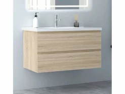 Mueble de baño con lavabo,roble, 99 x 44,5 x 52 cm Mueble De Baño Simple