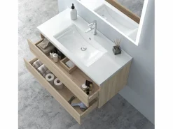 Mueble de baño con lavabo,roble, 99 x 44,5 x 52 cm Mueble De Baño Simple