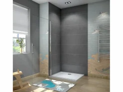 New Aica Walkin Mampara de Ducha Frontal Abatible,Perfil Cromado,Vidrio Antical 6mm (705-725)x1950mm Transparente
