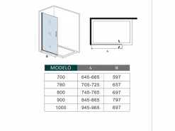 New Aica Walkin Mampara de Ducha Frontal Abatible,Perfil Cromado,Vidrio Antical 6mm (705-725)x1950mm Transparente